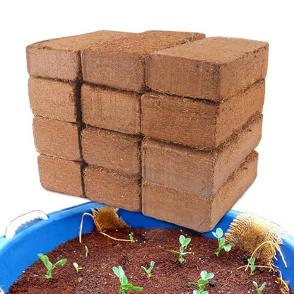 Coco Coir for Organic Coconut Coir- 12 Pack Coco Coir Brick- Coconut Soil with Low EC & PH Balance-Coco Fiber for Herbs& Flowers- High Expansion-Renewable Coco Soil for Planting - size: 12 Pack
