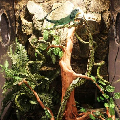kathson 3 PCS Reptile Vines Plants Flexible Bendable Jungle Climbing Vine Terrarium Plastic Plant Leaves Pet Tank Habitat Decor for Bearded Dragons Lizards Geckos Snakes Frogs and More Reptiles - size: 3 PCS