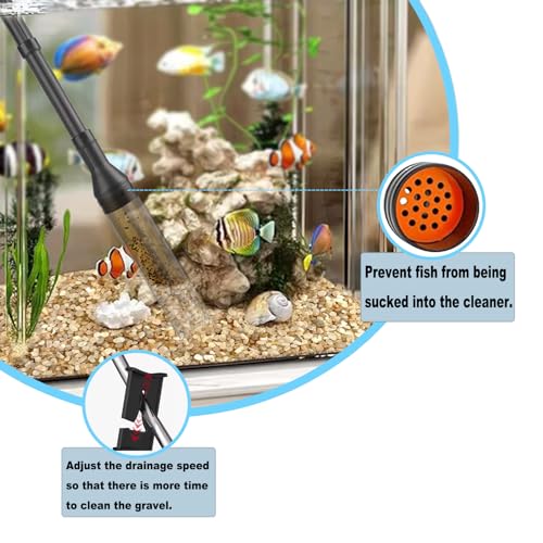 Carefree Fish Aquarium Gravel Cleaner 6Ft Hose Fish Tank Water Changer Sand Vacuum Adjustable Length ABS(for 20~100Gal Tank) 2026 New Upgrade Version - size: L(20~100Gal)