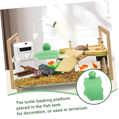WOONEKY Reptile Basking Platform Cup Turtle Stand for Aquariums Easy to Install Tortoise Decor and Climbing Ramp for Healthy Exercise