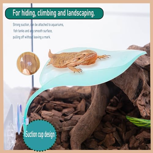Crested Gecko Tank Accessories，Crested Gecko Hide，Frog Habitat Platform，Gecko Wall Climbing Toy &Reptile Branches（3PCS） (Light Blue) - color: Light Blue