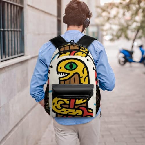 Snake Totem Pole Laptop Bag Back Pack Travel Backpack Sports Work Backpacks Teacher Bookbag 16.5in