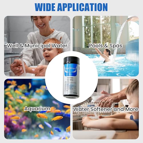Water Hardness Test Strips 100Pcs Hard Water Test Kit Fast & Accurate Water Testing for Hardness Water Testing Kits for Drinking Water (Model DF009)