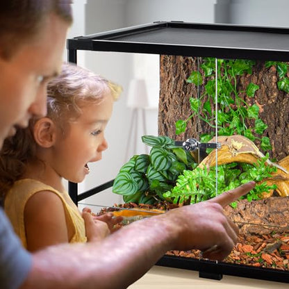 34 Gallon Reptile Tank, Glass Reptiles Terrarium 24" x 18" x 18", Sliding Door, Top Ventilation, Cable Pass, Humidify Hole, Glass Reptile Cage Habitat for Bearded Dragon, Lizard, Snake, Gecko - size: 24" x 18" x 18"
