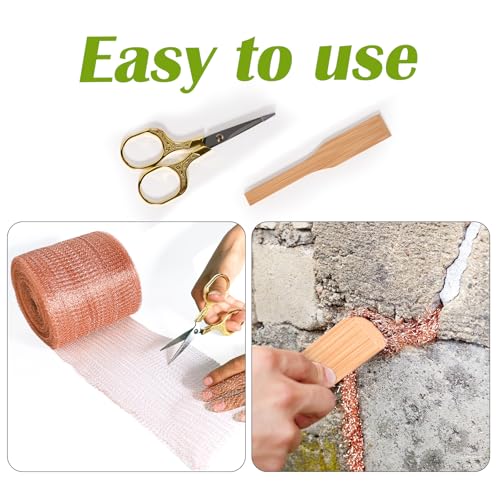 5" x 200 ft Copper Mesh Rodent Control Copper Wool for Slug Mice Snail Pest | Copper Mesh for Mice Pest Snail Bat Control Copper Steel Wool for Weep Hole Covers Blocks Gap Rodent Mesh Scissors Included - size: 5 inx200 ft