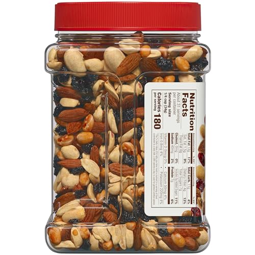 Fisher Snack Hunger Fighter Bulk Trail Mix, 38 oz (Pack of 2), Peanuts, Almonds, Dried Sweetened Cranberries and Soy Nuts, Snacks for Adults and Kids, Dried Fruit, Healthy Snacks for Adults - size: 38 Ounce (Pack of 2)