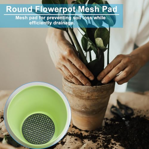 Plant Drainage Mesh Pads, 2.9 Inch, 20pcs Plastic Grid Mat | Round, Breathable Soil Guard for Potted Plants, Bonsai, Black - size: 2.9 Inch