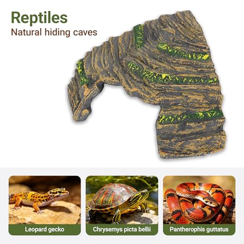 Reptile Hideout Cave - Bearded Dragon Rocks Tank Decor | Resin rock hideout provides a natural shedding aid and secure sanctuary, perfectly sized for bearded dragons.