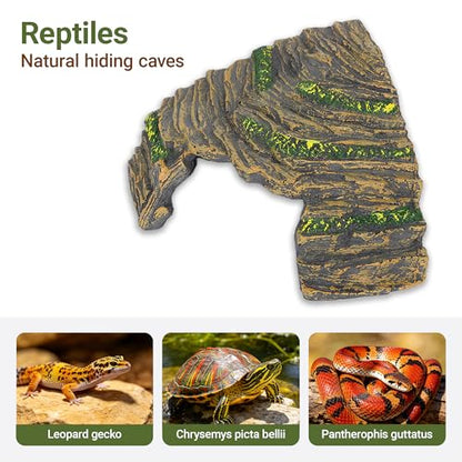 Reptile Hideout Cave - Bearded Dragon Rocks Tank Decor | Resin rock hideout provides a natural shedding aid and secure sanctuary, perfectly sized for bearded dragons.