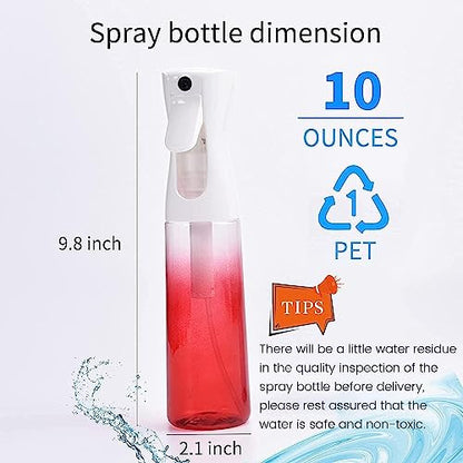 (2 Packs) Hair Spray Bottles, Continuous Water Mister Spray Bottle Empty for Hairstyling, Skin Care, Cleaning and Plant Spraying, 300ml/ 10 Oz (RED+BLUE) - color: Red,Skin