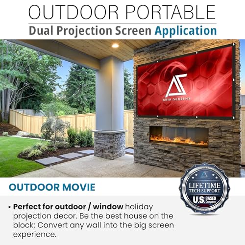 Akia Screens 120" Dual Projection Projector Screen, 16:9 Front & Rear, Portable Foldable Anti-Crease, 8K / 4K Ultra HD Ready Indoor Outdoor Home Theater Screen, AK-DIYOUTDOOR120H1.