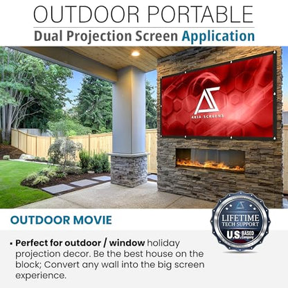 Akia Screens 120" Dual Projection Projector Screen, 16:9 Front & Rear, Portable Foldable Anti-Crease, 8K / 4K Ultra HD Ready Indoor Outdoor Home Theater Screen, AK-DIYOUTDOOR120H1.