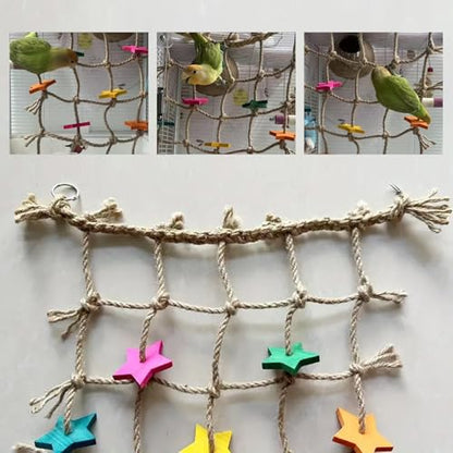 Bird Climbing Rope Net Climbing Rope Ladder,Size - 18''X20'' Parakeet Cage Hanging Toys for Rats Parakeet Cockatiel Cockatoo Conure African Grey Budgie