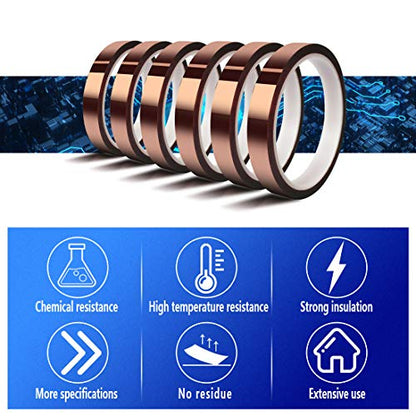 MEBMIK Heat Tape for Sublimation Transfer, Heat Resistant/Press, Adhesive Transfer Tape, Thermal, No Residue, 6 Rolls 10mm x33m(108ft)