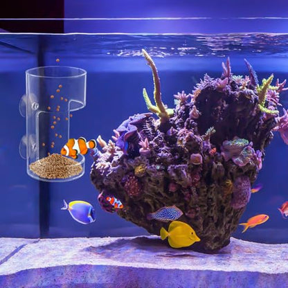 2pcs Fish Tank Feeding Tray w/Suction Cup - Aquarium Fish Feeding Tube | Acrylic Fish Food Holder Automatic Fishing Feeder Aquarium Tank Divider Supplies Breeder Box for Aquarium