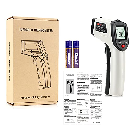 Non-Contact Digital Laser Infrared Thermometer, -58℉~ 752℉ (-50℃ ~ 400℃) Handheld IR Temperature Gun with Adjustable Emissivity for Kitchen Cooking BBQ Automotive Daily Use and Industrial - color: Gray