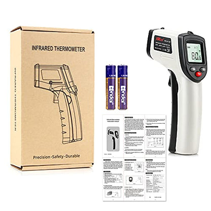 Non-Contact Digital Laser Infrared Thermometer, -58℉~ 752℉ (-50℃ ~ 400℃) Handheld IR Temperature Gun with Adjustable Emissivity for Kitchen Cooking BBQ Automotive Daily Use and Industrial - color: Gray