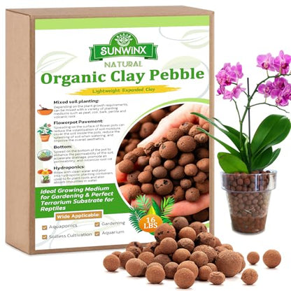 16LB Organic Leca Clay Pebbles for Plants, 4-16mm Natural Leca Ball | Reusable, Drainage, Aeration, Moisture Retention, Hydroponic, Lightweight for Orchids, Succulents, Terrarium, Indoor Plants - size: 16LB