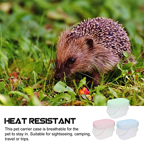 3Pcs Travel Turtle Carrier Portable Turtle Tank Terrarium Habitat Case Hamster Travel Cage Plastic Reptile Habitat Container Small Animal Carriers (Random Color)