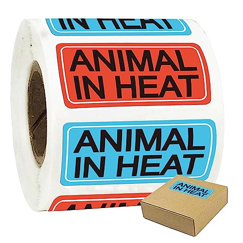500 Pcs Animal in Heat Veterinary Practice Stickers 1x 2 Inch | Medication Instruction Labels for Animal Hospital Clinic Pharmacies Shelters Breeders Pet Care or Party Rave