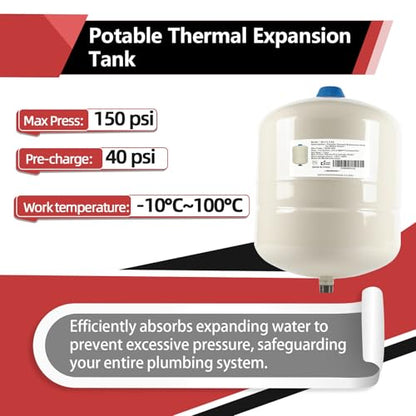 1PC EFIELD Water Heater Expansion Tank, 4.5 Gallon, 3/4 in MNPT Connection | Thermal Pressure Protection, Safe for Potable Water-TANK002(1) - size: 4.5 Gallon