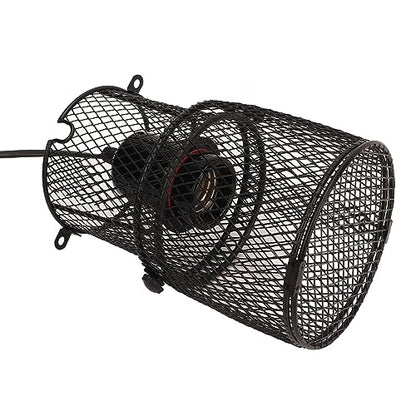 FTVOGUE Reptile Heat Lamp Guard, Retractable Safety Mesh Cover,Ceramic Heat emitterwith Ceramic E27 Bulb Holder Switch Design for Lizards Snakes Turtles Chicks Amphibians