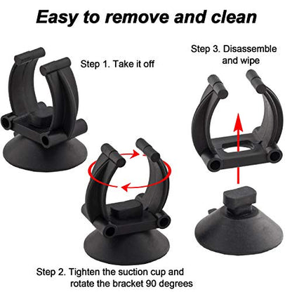 OIIKI 10 PCS Aquarium Heater Suction Cups with Clips, Black, 1.30inch | Plastic and Rubber Material, Air Hose Tube Holders Clamps for Fish Tank