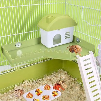 Hermit Crab Accessories - Platform with Ladder and Food Dish Hermit Crab Habitat Accessories Hermit Crab Climbing Toys for Reptiles, Turtles, Hamsters, Small Lizards, Geckos