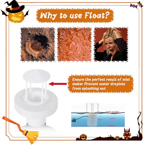 Halloween Mist Maker, Halloween LED Ultrasonic Mister Fogger with Light Witch Cauldron Diffuser Fog Machine Atomizer Bowl Terrarium High Output Humidifier Water Vaporizer with Splash Guard Float Disc