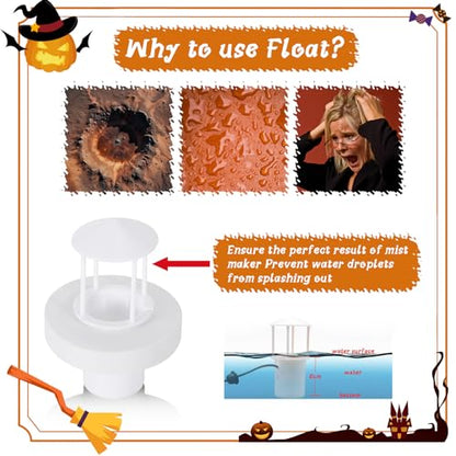 Halloween Mist Maker, Halloween LED Ultrasonic Mister Fogger with Light Witch Cauldron Diffuser Fog Machine Atomizer Bowl Terrarium High Output Humidifier Water Vaporizer with Splash Guard Float Disc