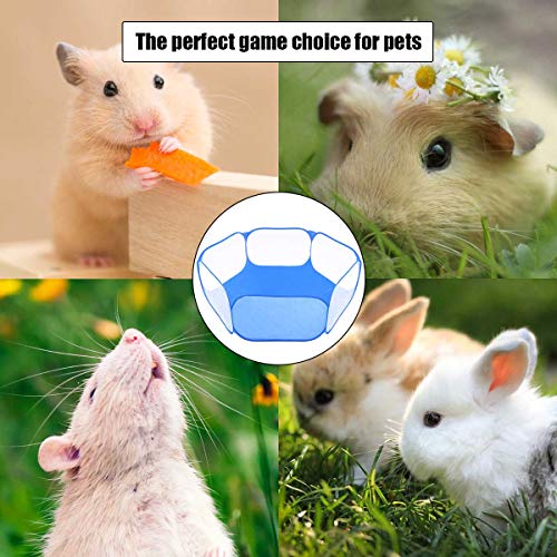 Small Animals Tent,Reptiles Cage,Breathable Transparent Pet Playpen Pop Open Outdoor/Indoor Exercise Fence,Portable Yard Fence (Blue) - color: Blue