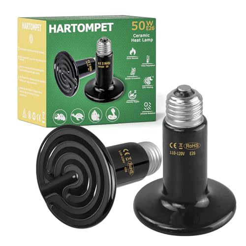 50W Ceramic Heat Emitter - No Light Reptile Heat Lamp for Amphibians, Lizards, Chickens, Turtles, Snakes - Infrared Heat Emitter Bulbs for Terrariums, Brooder Coops, and Tanks
