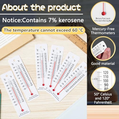 Maitys 10 Pcs Science Thermometers Mercury Free Student School Supplies Boiling Point Dual Scale Thermometers for Classroom Teaching Tools (White) - color: White