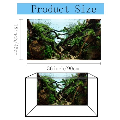 36x18 inches Aquarium Fabric Background Grass Leaves with Stone Aquarium Backdrop River Bed & Lake Aquatic Plant Fish Tank Aquatic Plants Background - size: 36X18inch