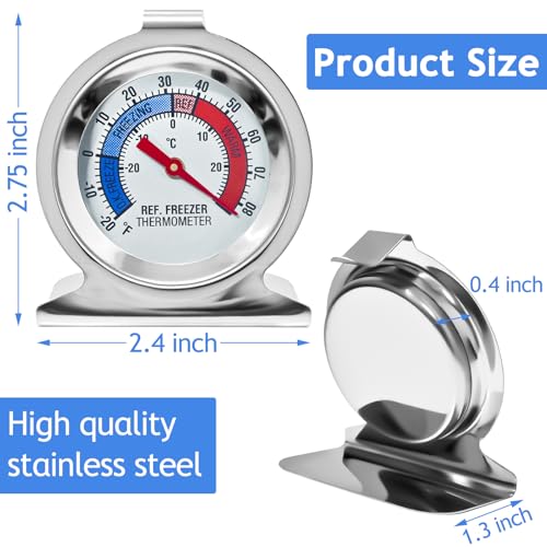 12 Pack Refrigerator Freezer Thermometer Large Dial Fridge Thermometer with Dual-Scale -30~30°C/-20~80°F for Freezer Refrigerator Cooler