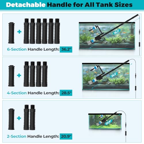 fishkeeper Electric Aquarium Gravel Cleaner, 8 in 1 Automatic Fish Tank Cleaning Tools Gravel Vacuum for Aquarium, for Change Water/Wash Sand/Water Filter/Water Circulation
