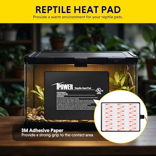 iPower 6x8 Inch Reptile Heating Pad, Under Tank Heater Warmer Heat Mat with Temperature Adjustable Controller Knob for Turtles, Lizards, Snakes - color: Black/Heat Pad With Adjust Knob, size: 6" x 8"