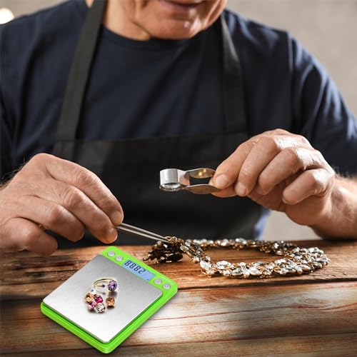 Fuzion Digital Scale .01 Gram Accuracy, 500g Small Kitchen Food Scales | 2 Trays Included for Jewelry, Gold, Herb, Powder, Spice, Coffee, Coin - Weight Gram and Oz - color: Green