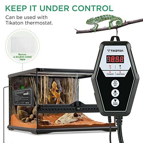 Tikaton Reptile Heating Pad and Digital Thermostat Combo Set, Under Tank Heater for 10-20gal/30-40gal Tank, Terrarium Heat Mat for Turtle/Snake/Lizard/Frog/Spider/Plant Box - size: 1 Pack-6" X 8"