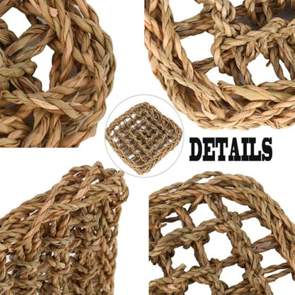 PIVBY Bearded Dragon Hammock（11.02" x 7.87", 2 PC） Reptile Lounger Climbing Toys Seagrass Fiber Habitat Tank Accessories for Chameleon, Lizards, Geckos, Snakes, Lguana, Amphibian Reptiles Habitats - size: 2 PCS