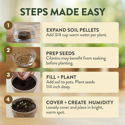 HOME GROWN Herb Garden Planter Indoor Kit – Unique Christmas Gift for Adults, Men, & Women - Grow 4 Heirloom Herb Seeds on Kitchen Window – Beginner DIY Craft & Hobby Gardening Gift for Plant Lovers - style: Starter Herb Grow Kit