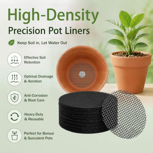 Plant Pot Drainage Kit, 60 Pack | 10 Cone Grid Pads + 50 Mesh Screens, Improves Drainage & Airflow, Reduces Soil Loss, Indoor Outdoor Plants & Bonsai