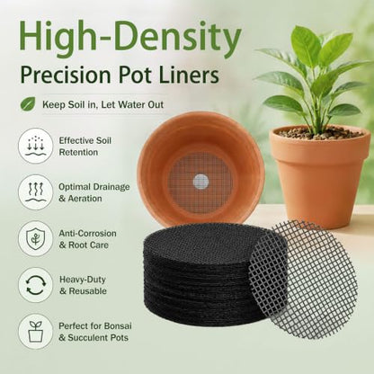 Plant Pot Drainage Kit, 60 Pack | 10 Cone Grid Pads + 50 Mesh Screens, Improves Drainage & Airflow, Reduces Soil Loss, Indoor Outdoor Plants & Bonsai