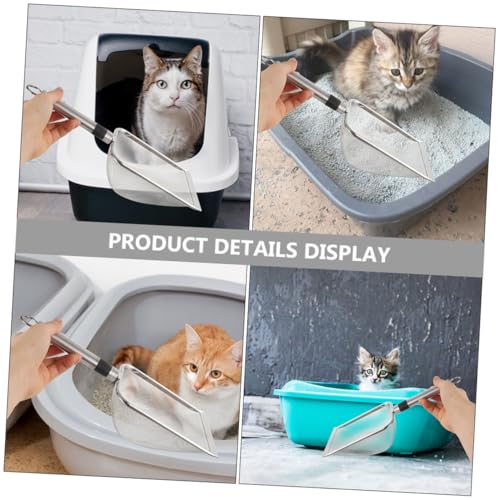 Stainless Steel Cat Litter Scoop and Reptile Litter Shovel with 1.5x1.5mm Mesh Sifter for Pet Waste Cleaning and Small Animal Bedding Maintenance