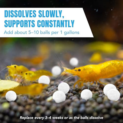 JOR Shrimp Calcium Bits, Slow-Release White Balls for Swimming Crustaceans, Snails & Small Fish, Supports Shell Development and Shedding, Aquarium Drop-in Supplementation, 3 oz per Pack
