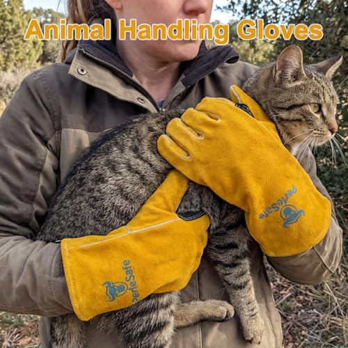 Welding Gloves Heat Resistant Leather Fire Gloves 14 In Yellow | Welders Gloves for MIG TIG Stick, Grill Gloves Mitts for BBQ,Oven,Forge,Fireplace,Fire Pit,Furnace,Wood Stove,Dry Ice,Baking - color: 14 Inches Yellow