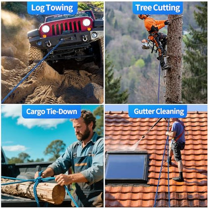 150Ft 1/2 Inch Heavy Duty Climbing Rope,Arborist Rope for Tree Pulling (Blue) - size: 150ft-Blue