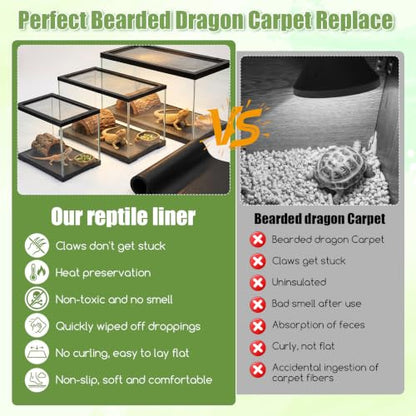 120Gallon Reptile Terrarium Mat Liner 59X24 Reptile Carpet Bedding | Leopard Gecko Tank Liner Mat Bearded Dragon Substrate for 4x2x2 Reptile Enclosure