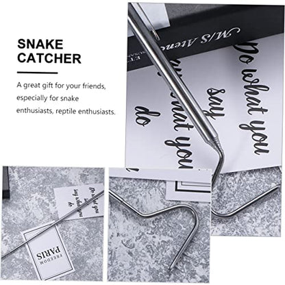 BESPORTBLE 2pcs Telescoping Snake Grabber Hooks Stainless Steel Reptile Catching Tools Comfortable Grip for Safe Handling of Snakes and Reptiles