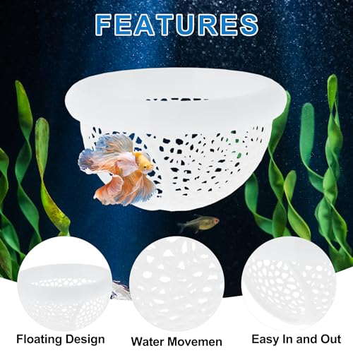 Floating Betta Cave & Hammock, Multi-Functional Hideout for Aquarium White - color: White